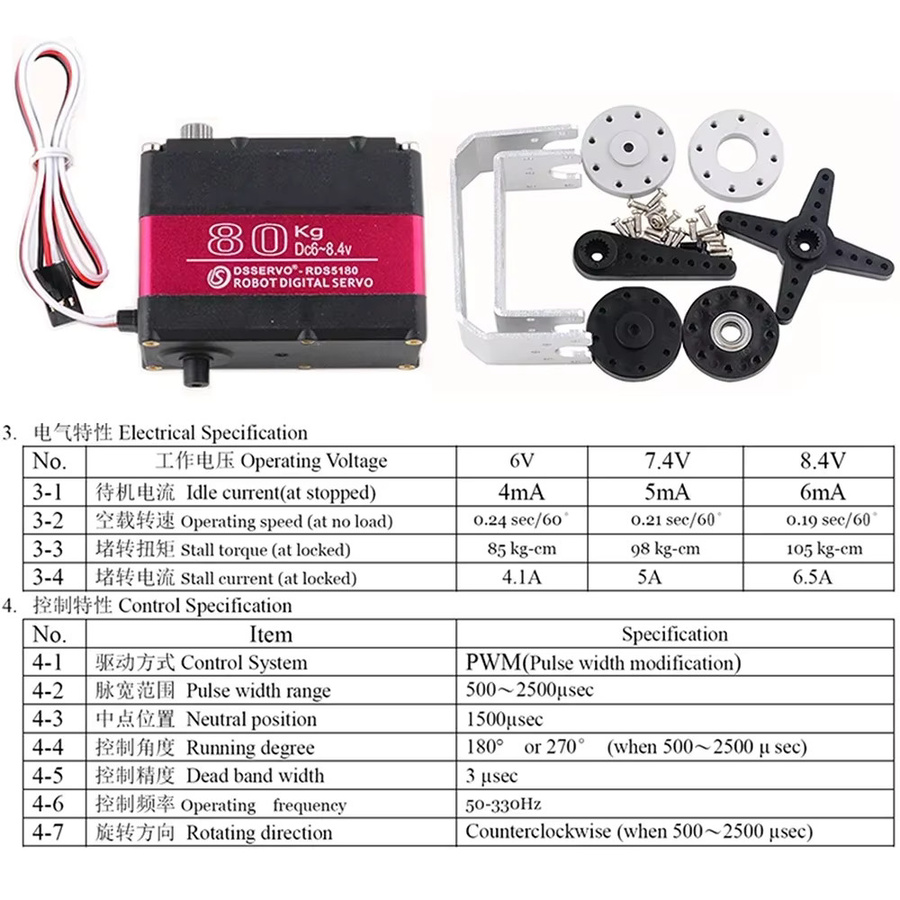 Stemedu RDS5180 Doppelwellen-Servo, wasserdicht, Metall, 1:5 - Bild 3