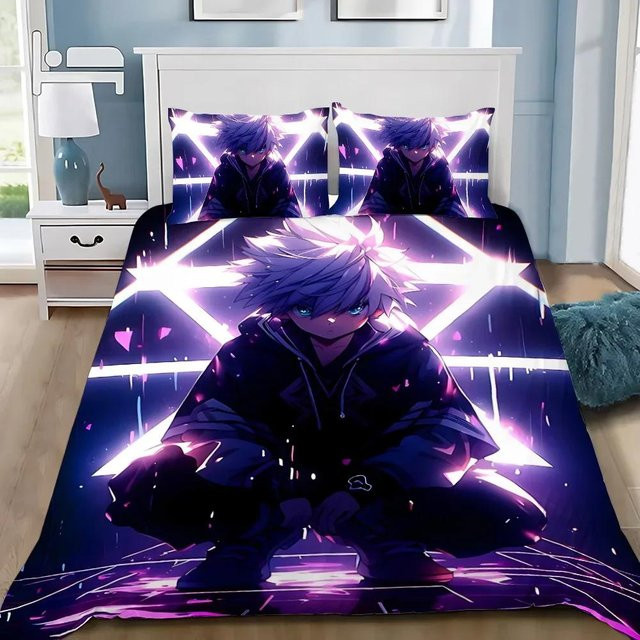 Hunter x Hunter Bettwäscheset mit Anime-Motiv von Binchi Fitness, bestehend aus Bettbezug und Kissenbezug, Mehrfarbig, Breite: 100 cm, Breite: 135 cm - Bild 1