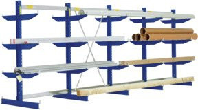 Bito Kragarmregal Set NT500 IPE120 TypL, Farbe Enzianblau, 4 Ständer, doppelseitig, H: 248,0 cm, B: 324,5 cm, T: 112,0 cm - Bild 1