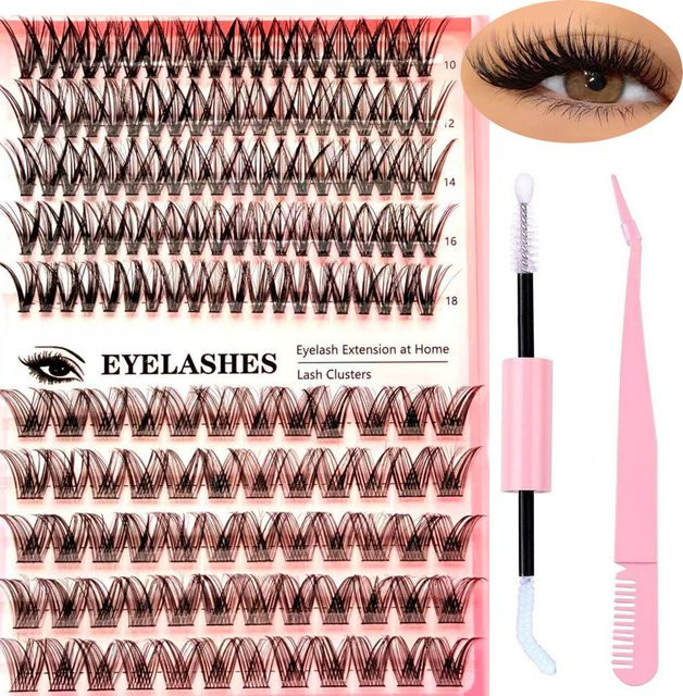 lonzunin DIY Mix Cluster Falsche Wimpern Kit mit Lash Bond & Seal und Pinzette, Black, Unisex - Bild 1