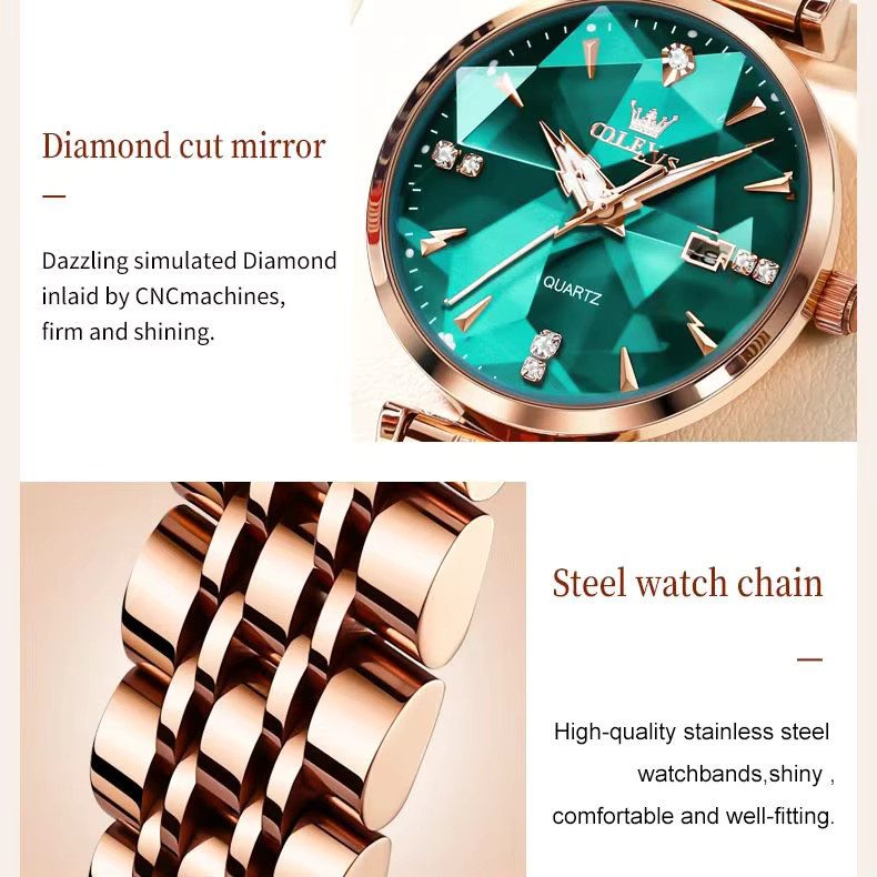 OLEVS Armbanduhr, Roségold, Quarz, Damen - Bild 3