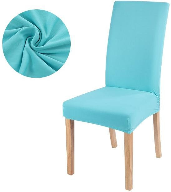 BRHUIXUE Elastische Stuhlhussen für Esszimmerstühle, 2er-Set, Himmelblau, einfarbig, waschbar - Bild 1