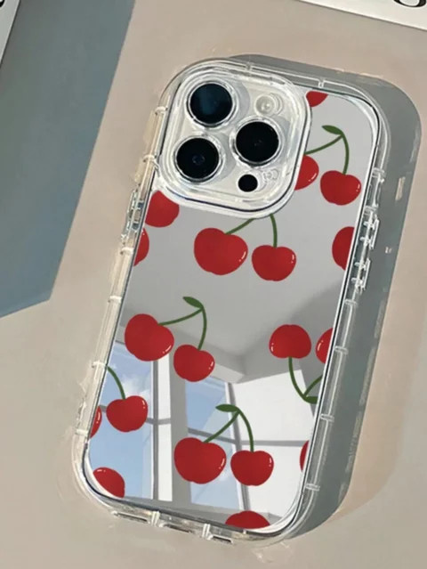 CHERRY Lucky Mirror Handyhülle mit Linsenring für iPhone 11 bis iPhone 17 Pro Max Plus, 1,5 mm Hartschale - Bild 1