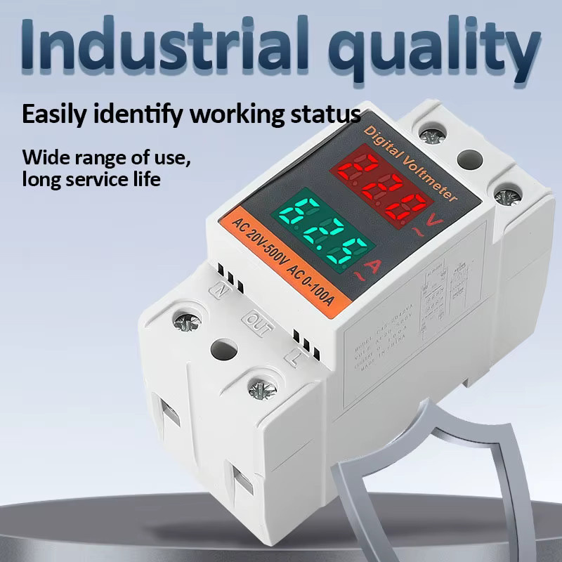 TELEHILL LCD Dual Digital Din Rail Strommessgerät AC Voltmeter Amperemeter Energie Meter in Weiß (AC 60-500V, AC 0-99,9A) - Bild 2