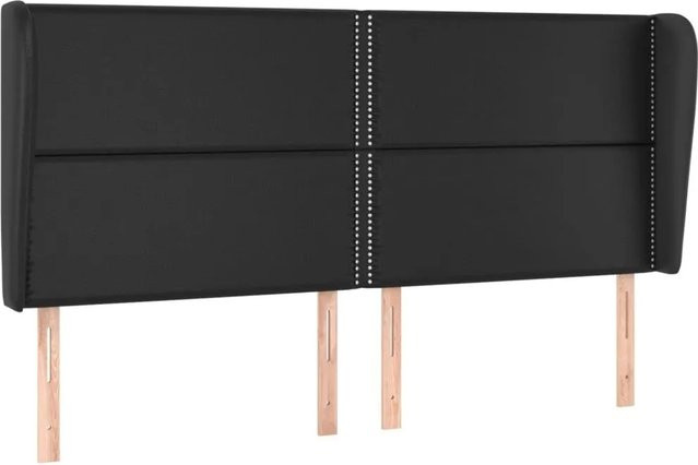 vidaXL Kopfteil mit Ohren in Schwarz aus Kunstleder, B/T/H: 183 x 23 x 118/128 cm - Bild 1