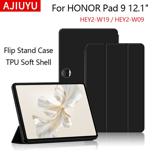 Ajiuyu Smart Cover Klapphülle für Huawei Honor Pad 9 12,1 Zoll mit Standfunktion in Schwarz - Bild 1