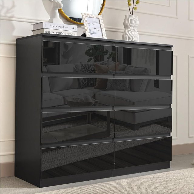 HTI-Living Sideboard Kenji mit 8 Schubladen in Schwarz Hochglanz - Bild 1