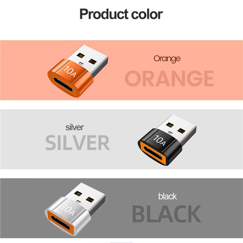 NNBILI USB-A auf USB-C Adapter, 10A Schnellladeadapter mit OTG-Anschluss, Schwarz - Bild 6