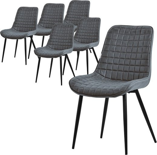 ML-Design Esszimmerstuhl 6er Set Anthrazit aus Kunstleder mit Stahlbeinen und Rückenlehne - Bild 1