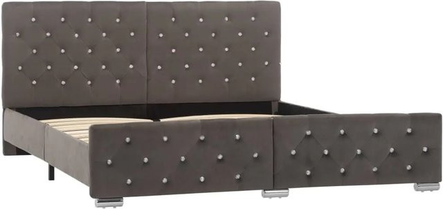 vidaXL Bettgestell aus Samt in Grau, B/T/H: 160 x 200 x 105 cm - Bild 1