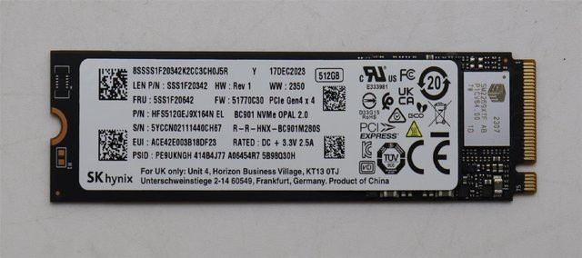 Lenovo SSD M.2 PCIe 512 GB Schwarz (5SS1F20642) - Bild 1