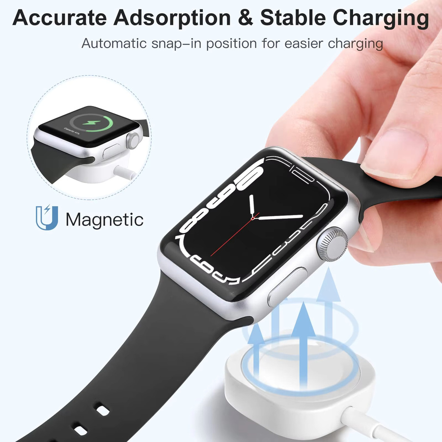 LIEI Magnetisches USB-C Schnellladekabel für Apple Watch, kabelloses Ladegerät für iWatch Ultra, SE und Series 11 bis 2, Farbe: Weiß - Bild 3