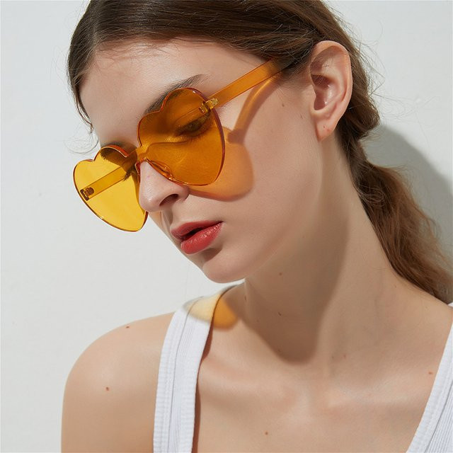ZUXUB Sonnenbrille Herzform, blau, orange, Kunststoff - Bild 1