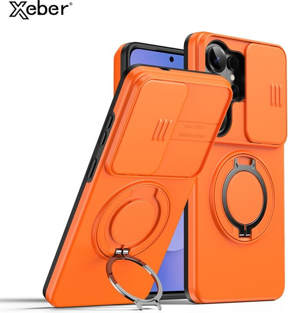 Xeber Stoßfeste MagSafe Magnetische Handyhülle für Samsung Galaxy S26 Ultra S25 S24 Plus S23 mit Schiebe-Kameralinsenring und Standfunktion in Blau oder Orange - Bild 1