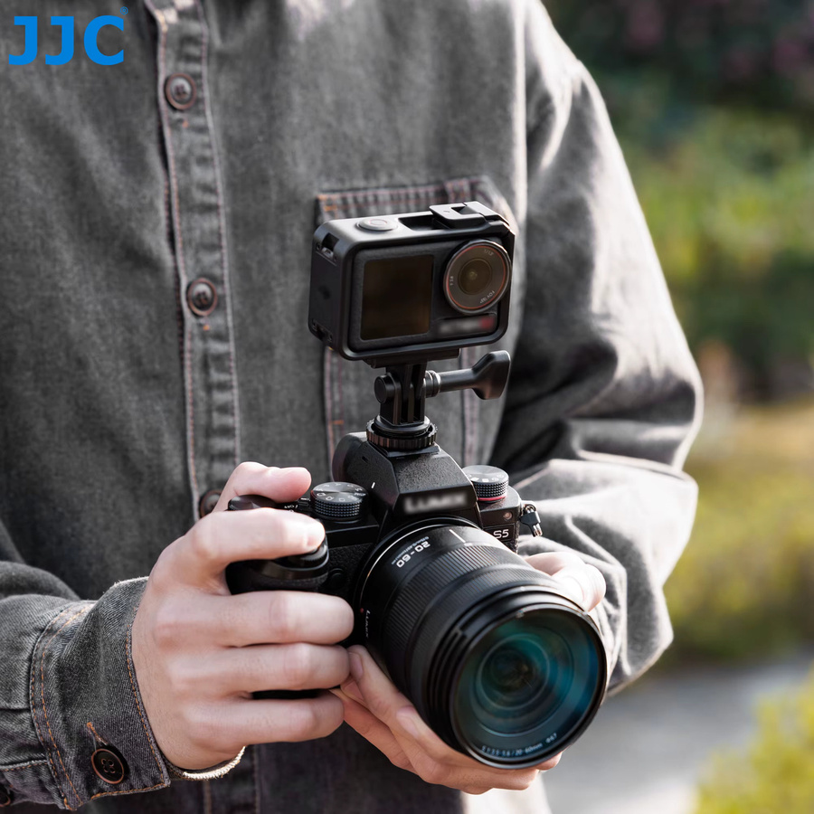 JJC Upgrade Stativadapter mit 20 Schraubenlöchern für DJI Osmo, GoPro Hero 13 12 11 10 9 8 und Insta360 X4 in Schwarz - Bild 5