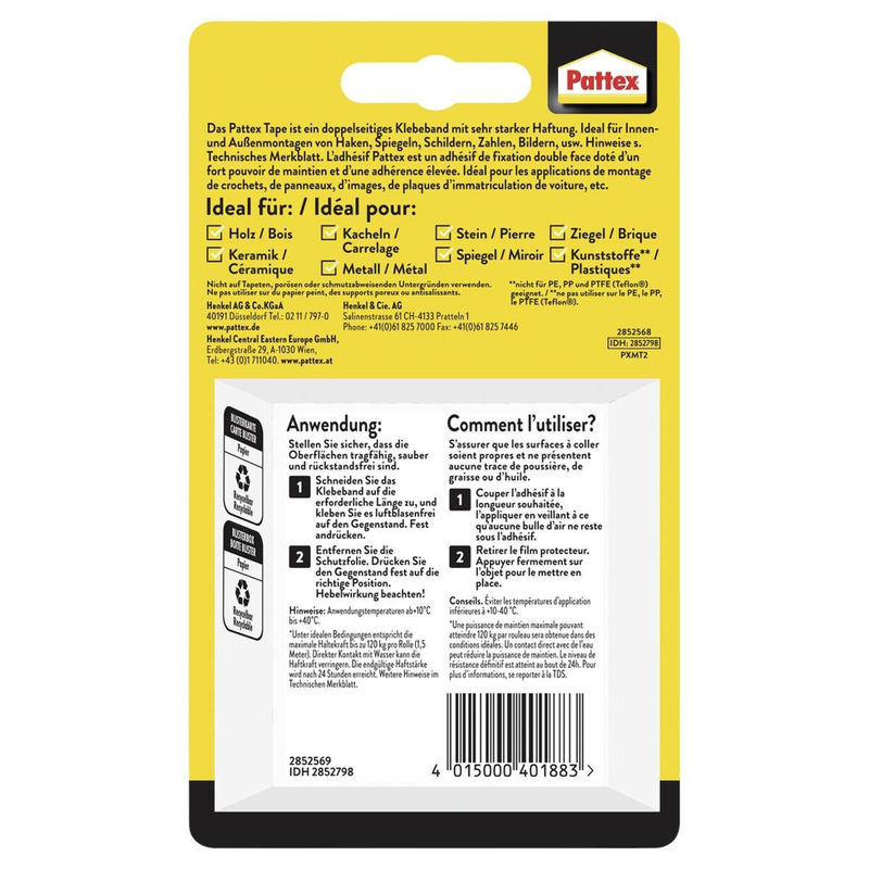 Pattex Kleben statt Bohren Klebeband Breite: 1,9 cm, Länge: 1,5 m - Bild 5