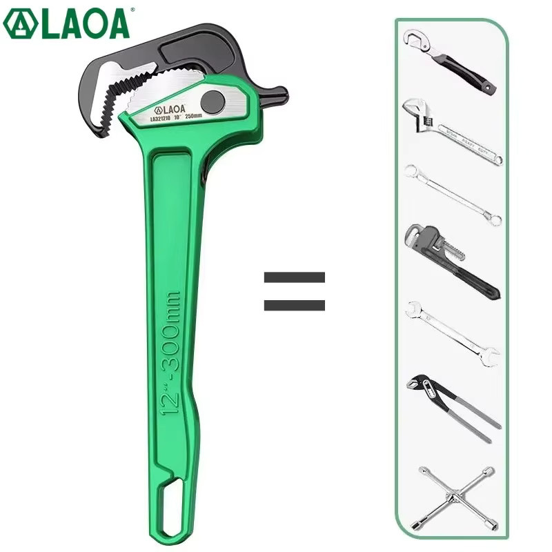 LAOA Hochleistungs-Multifunktions-Rohrzange in Grün als universeller Wasser-Sanitär-Schraubenschlüssel und Schnellrohrschlüssel für Reparaturen - Bild 2