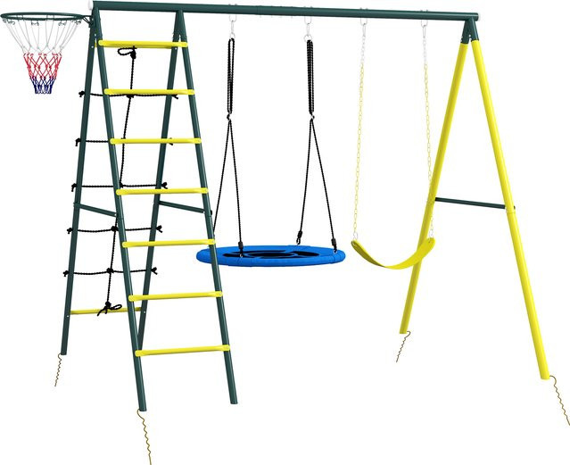 Outsunny Kinderschaukel 4-in-1, Gelb, ab 3 Jahre - Bild 1