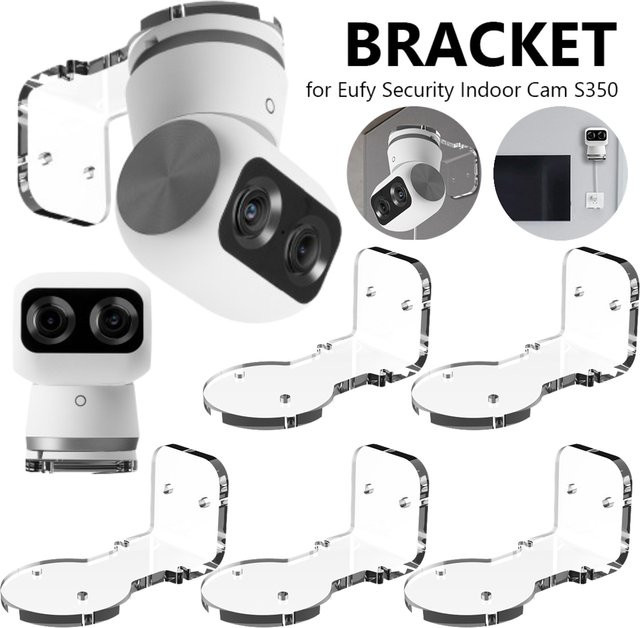 APWIKOGER Wandhalterung aus Acryl für Eufy Security Indoor Cam S350, transparent, ohne Bohren - Bild 1