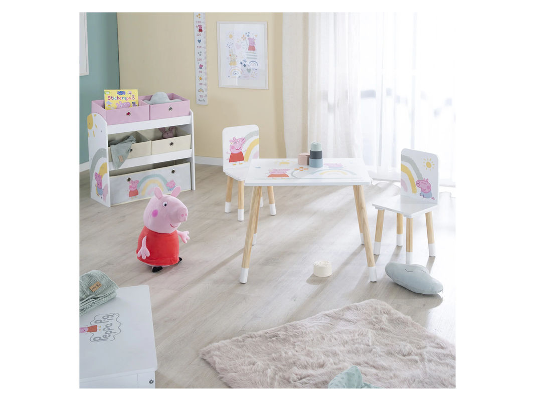 Roba Kindersitzgruppe Peppa Pig aus Massivholz mit Tisch und zwei Stühlen, weiß/mehrfarbig - Bild 2
