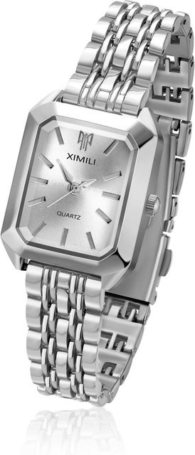 YULIN Armbanduhr, Edelstahl, Quarz, Gold, Grau, Damen, Rechteckig - Bild 1
