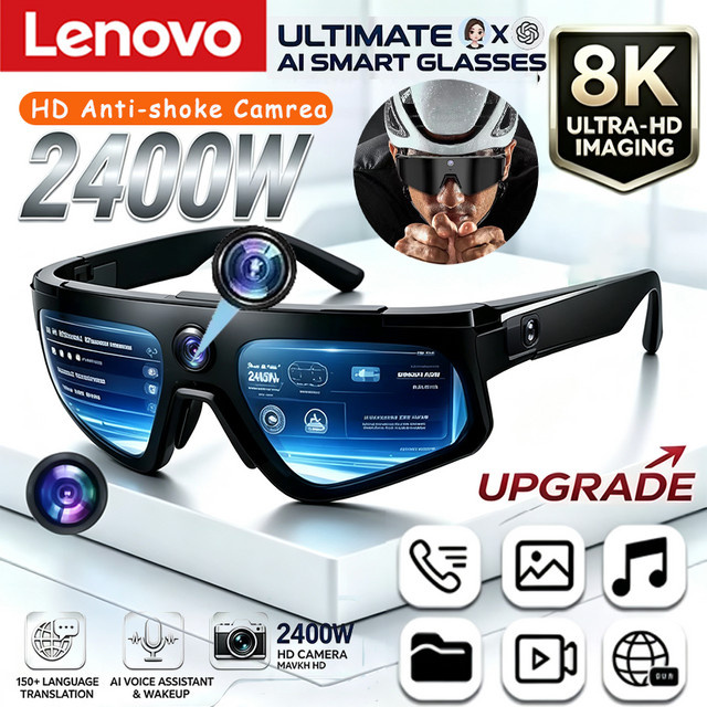 Lenovo AI Smart-Brille mit 1080P Kamera, ChatGPT Funktion und 32GB Speicher in Schwarz - Bild 1