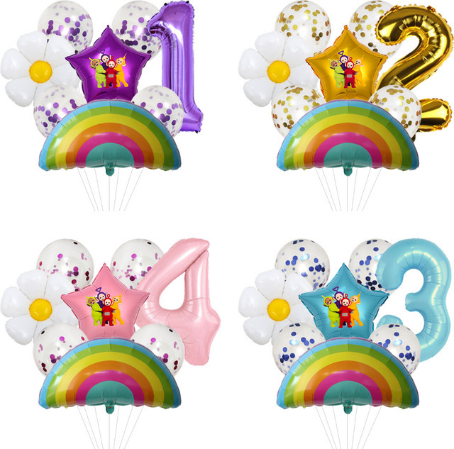 Teletubbies Jumbo-Ballon-Set von Bandai mit bunten Folien- und Latexballons für Kindergeburtstage - Bild 1