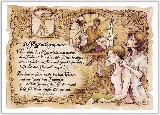Zunftbild Physiotherapeut als Vintage Poster auf Antikpapier in Beige, A4 - Bild 1