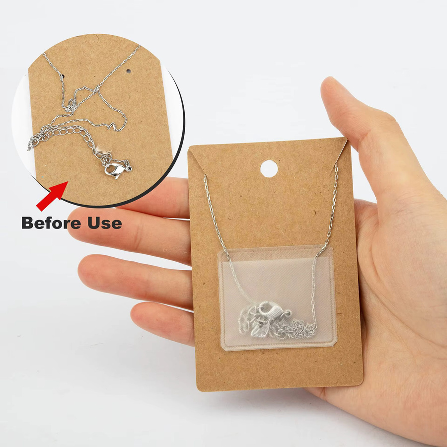 Aclovex 20 Sets Schmuckverpackung für DIY-Halsketten und Armbänder mit Display-Karten, selbstklebenden Haltern und Kunststoffbeuteln aus Papier und Kunststoff - Bild 4