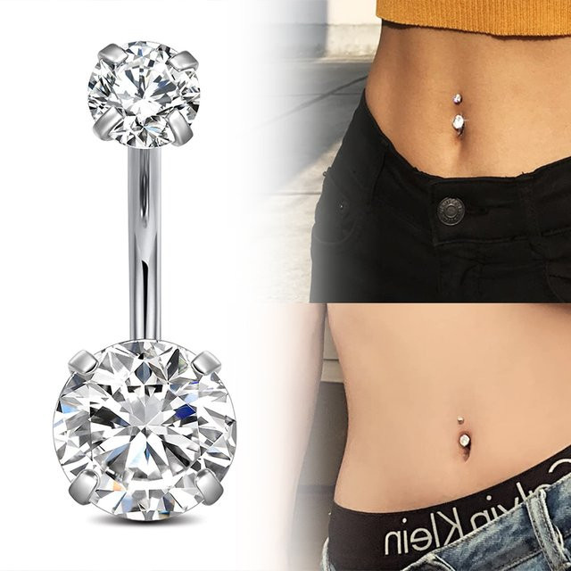 mling Bauchnabelpiercing, Edelstahl, Zirkonia, Silber, Unisex - Bild 1