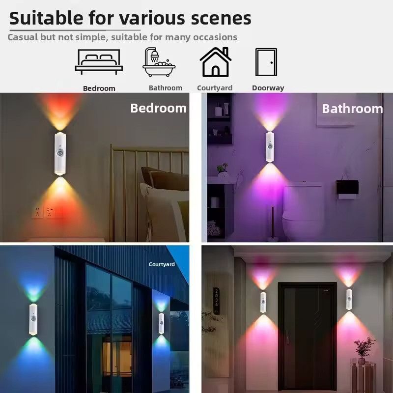 TLEDMP Magnetische LED Unterschrankleuchte mit Bewegungssensor und Doppelkopf als mehrfarbige Nachtleuchte für Schlafzimmer und Flur - Bild 4