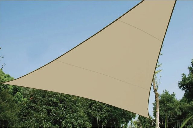 Perel Dreieck-Sonnensegel aus PE-Gewebe in Beige/Creme/Sand, B/T: 360 x 360 cm - Bild 1