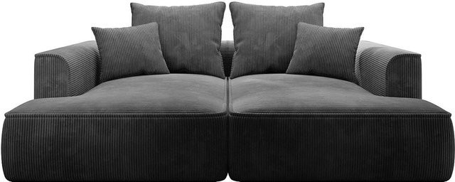 Vente-unique Sofa Pineta in Anthrazitgrau mit Cord-Bezug, Breite: 230 cm - Bild 1