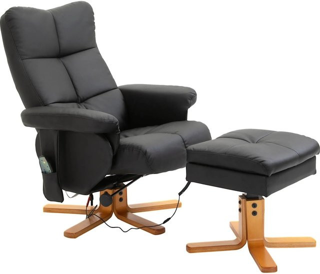 HOMCOM Massagesessel mit Fußhocker und Stauraum in Schwarz, B/T/H: 80 x 86 x 99 cm - Bild 1