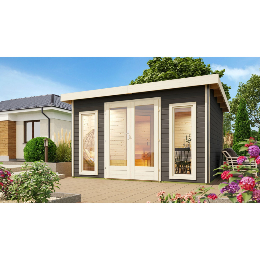 Karibu Saunahaus Magnus 2-Set B aus nordischer Fichte in Terragrau - Bild 2