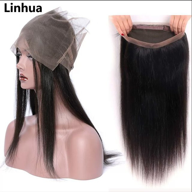 Linhua Frontal-Echthaarverlängerung, Remy-Haar, glatt, 25,4–55,9 cm - Bild 1