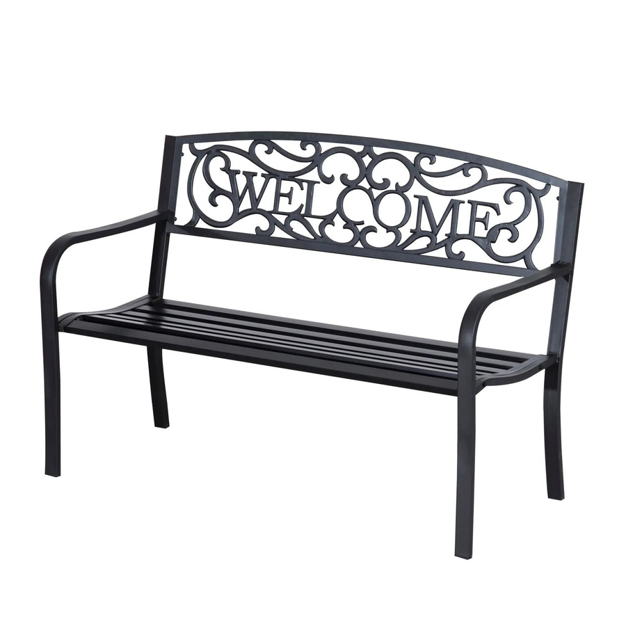 Furnicato Gartenbank 2 Sitzer aus Eisen in Schwarz, nostalgische Parkbank für Garten und Außenbereich, B/T/H: 240 x 60 x 87 cm - Bild 2