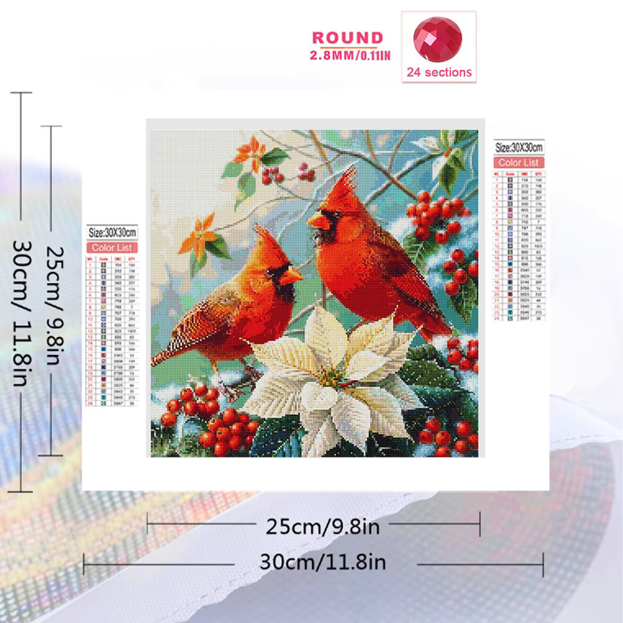 Evershine Diamantstickerei Set Vogel und Blumen als Strass-Gemälde in Multicolour, Durchmesser: 20 cm - Bild 2