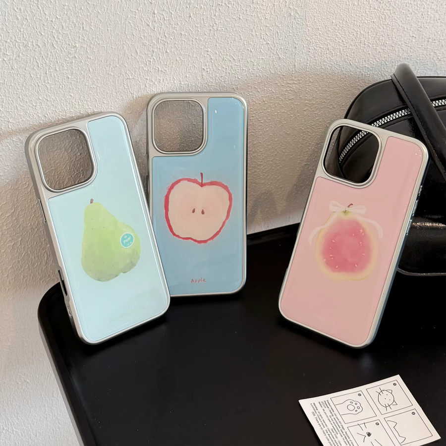 Stoßfeste iPhone Handyhülle mit koreanischem Frucht-Design in Silber und Multicolour für iPhone 17 16 15 14 13 12 Pro Max - Bild 2