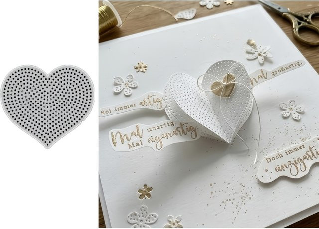Herzförmige Metall-Stanzform in Silber für DIY Scrapbooking und Kartenherstellung - Bild 1
