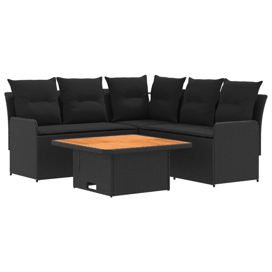 vidaXL Gartenmöbel-Set aus PE-Rattan und Stahl in Schwarz mit Polsterkissen und Armlehnen - Bild 2