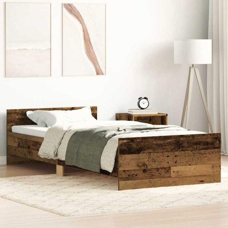 Vidaxl Massivholzbett im Landhausstil aus Kiefer und Holzwerkstoff, Braun, B/T/H: 90 x 200 x 93 cm - Bild 1