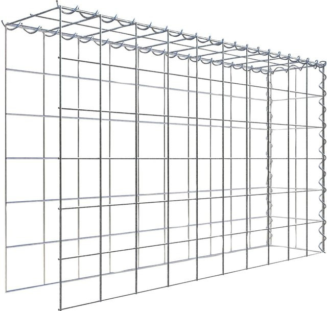 Gabiona Gabione-Anbaukorb Typ 4 aus Stahl in Silbergrau, B/T/H: 60 x 100 x 20 cm, Maschenweite 10 x 10 cm - Bild 1