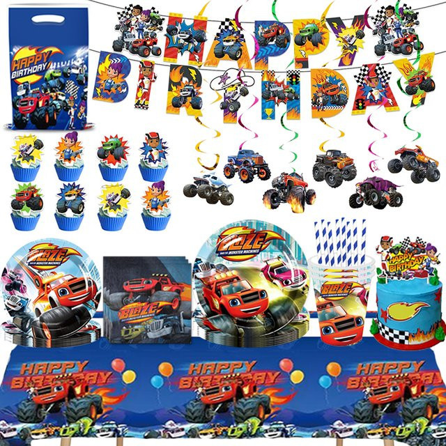 TAKARA TOMY Blaze Monster Truck Party-Set, Rennwagen-Geburtstagsdekoration - Bild 1