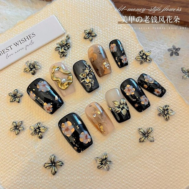 MAFANAILS Nagel Charms, 50 Stück, 3D Blumen, Vergoldet, Floral - Bild 1