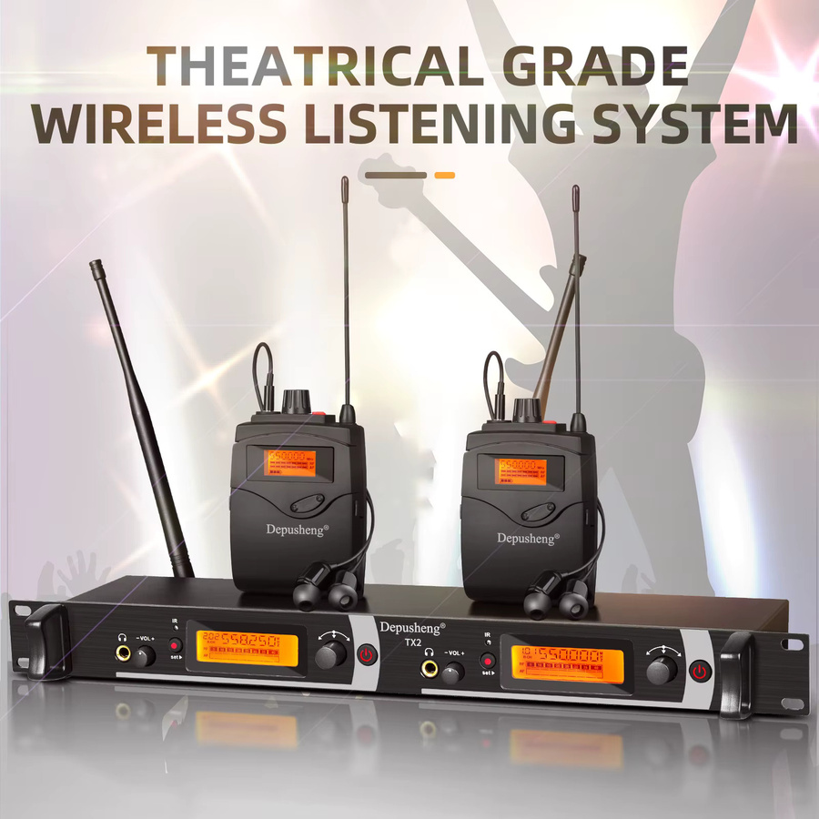 Depusheng TX2/4 Drahtloses In-Ear-Monitorsystem in Schwarz mit 2/4-Kanal Bodypack und In-Ear-Kopfhörern für Bühne oder Studio - Bild 2