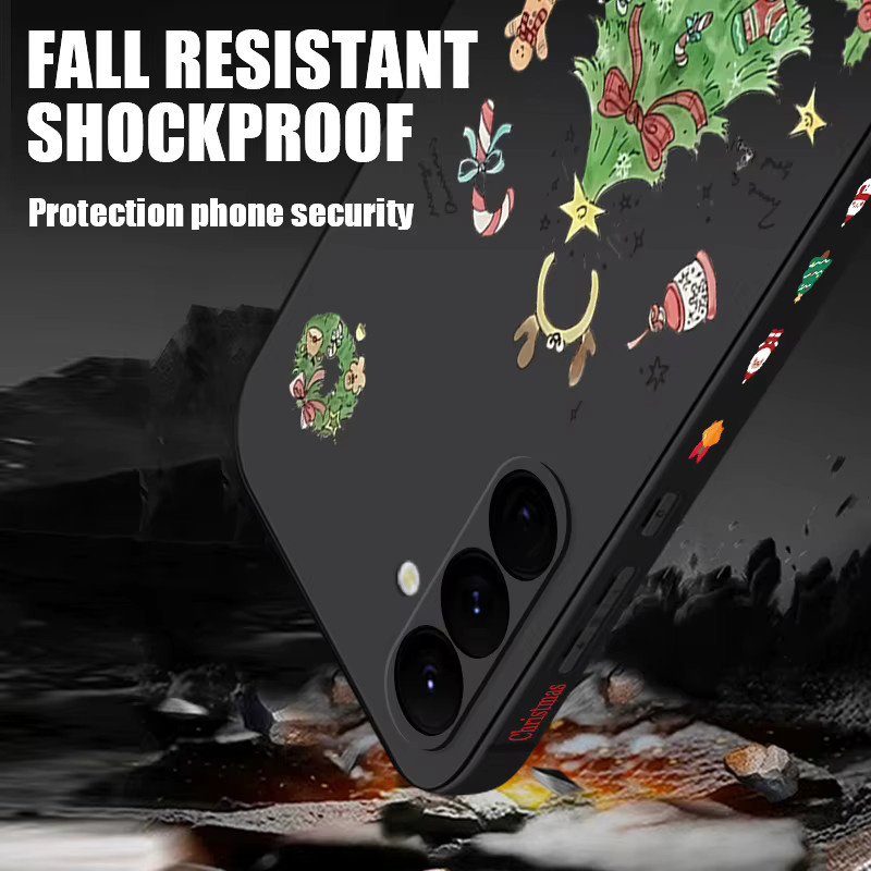 Weihnachtsbaum Handyhülle für Samsung Galaxy S25 S24 S23 S22 Ultra Plus FE A56 A17 A16 A36 A55 A54 A53 A35 A15 TPU Cover in Blau oder Schwarz - Bild 2