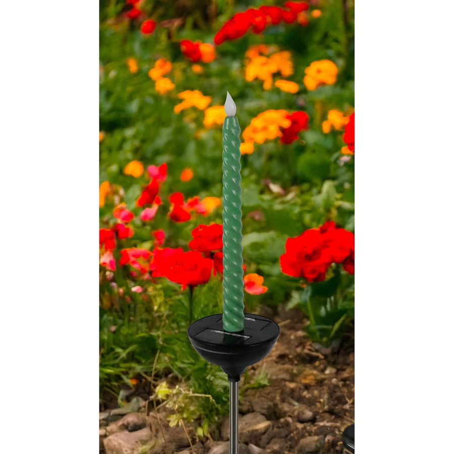 SOLITHIA Solar-LED-Gartenstecker Kerzen in Grün, 2 Stück - Bild 2