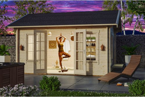 Skan Holz Gartenhaus Lugano 2 DS Natur B/H/T: 420 x 311 x 380 cm - Bild 1
