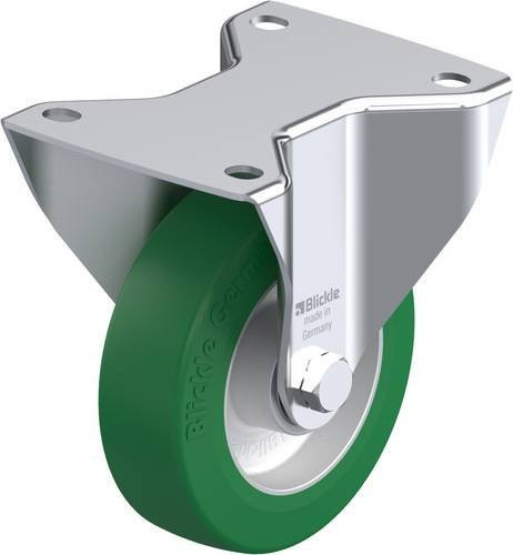 Blickle Bockrolle 125K-3 in Grün und Silber mit Stahlgehäuse, Rad-Durchmesser: 125 mm, Tragfähigkeit (max.): 350 kg - Bild 1